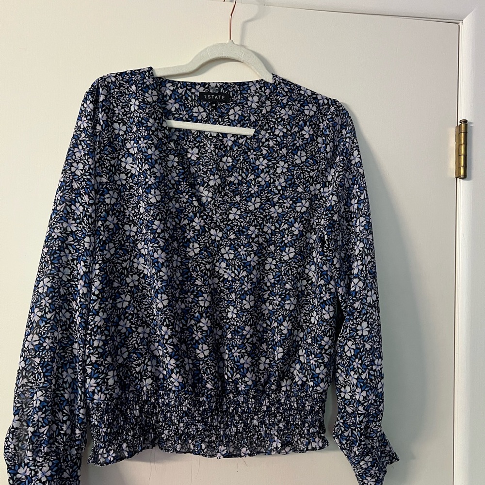 1. State Navy Floral Blouse
